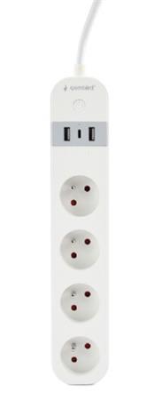 GEMBIRD chytrá prodlužovačka s USB nabíječkou, 4 francouzské zásuvky, černá TSL-PS-F4U-01 Gembird