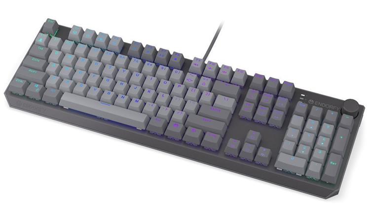 Endorfy Thock V2 Klávesnice, herní, drátová, mechanická, Endorfy Red, US layout, ARGB, hliníková konstrukce, USB, šedá EY5A125