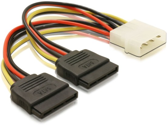 Delock Adaptér napájení z Molex 4-pin na 2x SATA 15-pin 60102 DeLock