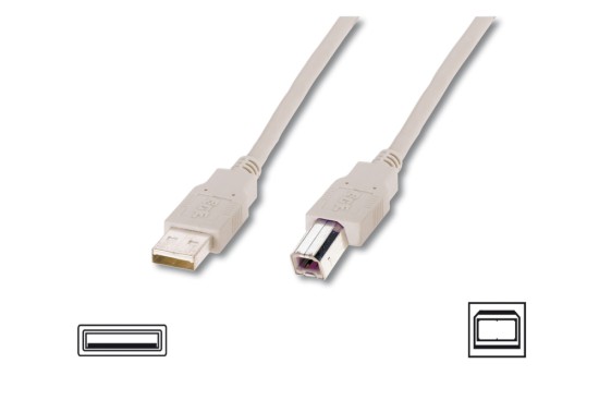 Digitus USB kabel A/samec na B-samec, 2x stíněný, béžový, 3m AK-300102-030-E