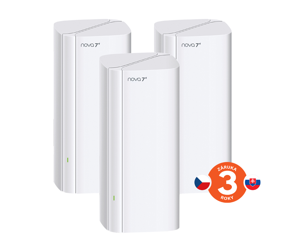 Tenda Nova EE3 Pro (3-pack) WiFi7 BE3600 Mesh Gigabit systém, 9x GLAN/GWAN, WPA3, VPN, CZ app 75012036