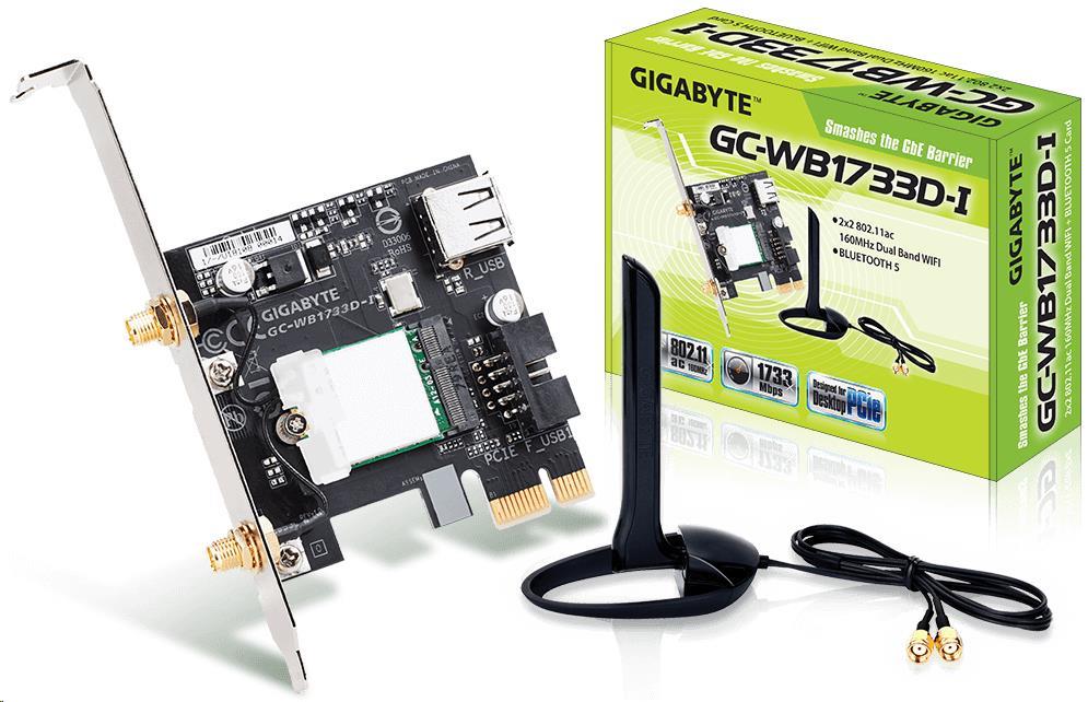 GIGABYTE PCI-E Wifi+BT 1733MBps 802.11a/b/g/n/ac GC-WB1733D-I Gigabyte