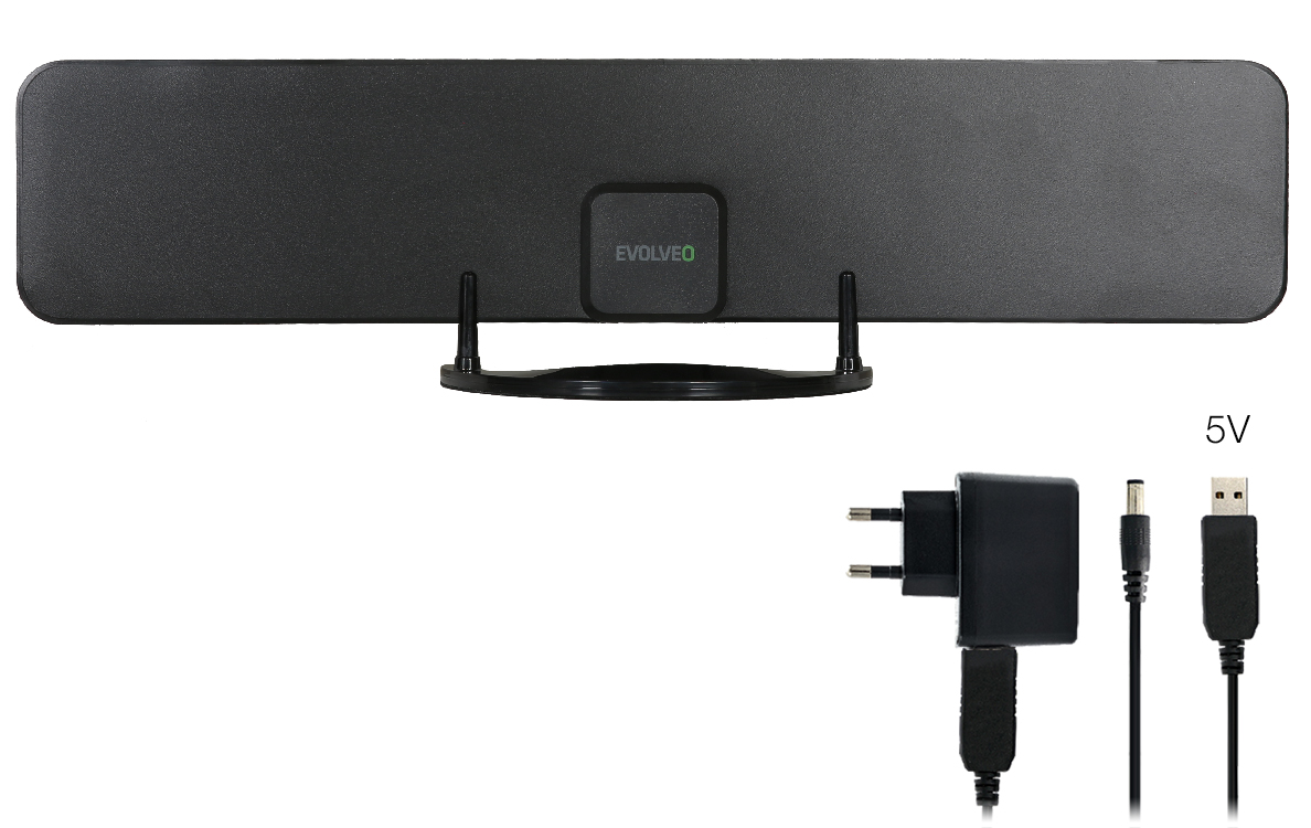 EVOLVEO Xany 2B, 230/5V, aktívna izbová anténa FM/DAB+/DVB-T2, filter LTE,4G,5G tdexany2b Evolveo
