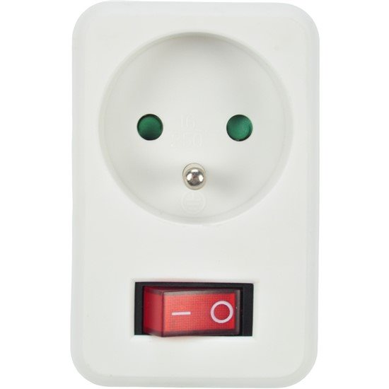 Solight zásuvka, 10A, biela, vypínač P96