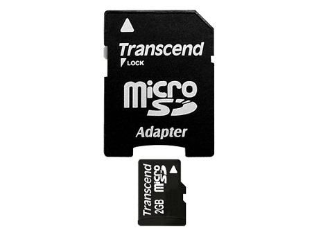 Transcend 2GB microSD paměťová karta (s adaptérem) TS2GUSD