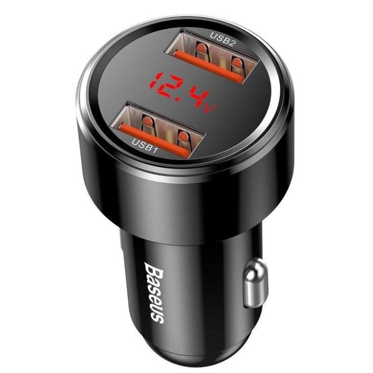 Baseus nabíjačka do auta Magic 2x USB 45W 6A s displejom čierna 6953156293212 NoName