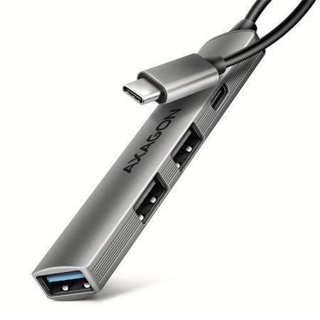 AXAGON HUE-STC, 4x USB ALU STRIP hub, 1x USB-A 5Gbps, 2x USB-A & 1x USB-C 480Mbps, kábel USB-C 12cm Axagon