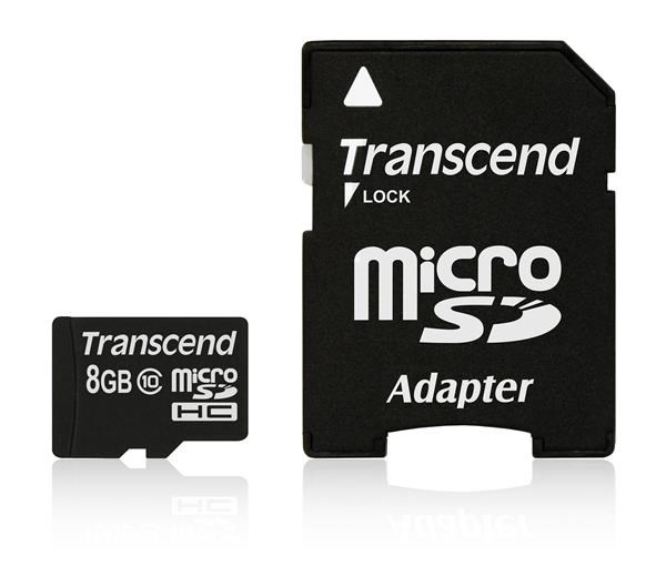 Karta TRANSCEND MicroSDHC 8 GB triedy 10 + adaptér TS8GUSDHC10 Transcend