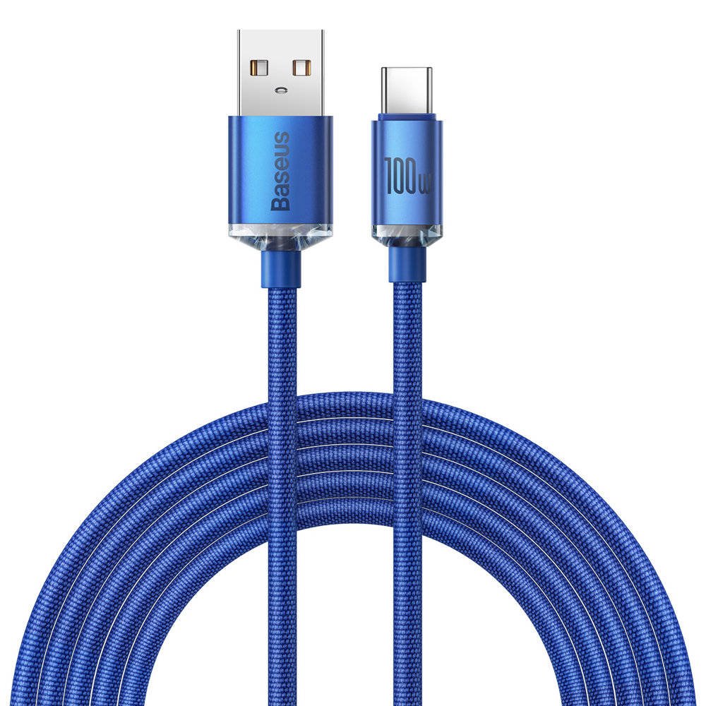 Baseus CAJY000503 Crystal Shine Series Dátový Kábel USB - USB-C 100W 2m Blue 6932172602840 NoName