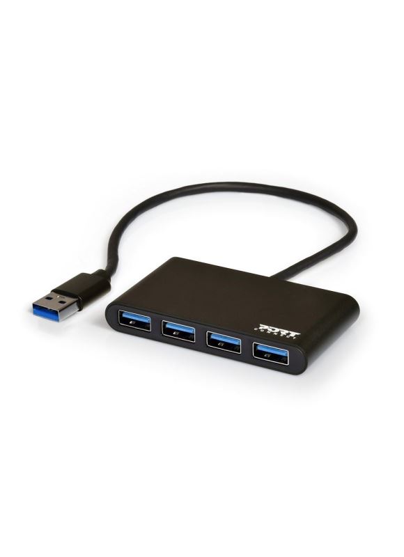 PORT CONNECT USB HUB, 4x USB 3.0, čierny 900121 NoName