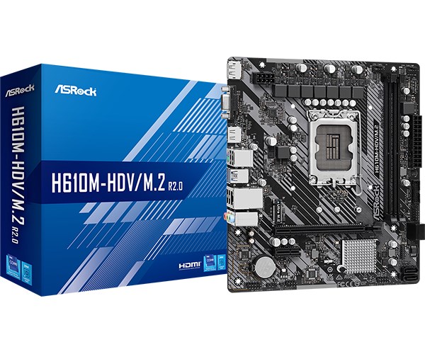 ASRock MB Sc LGA1700 H610M-HDV/M.2 R2.0, Intel H610, 2xDDR4, 1xDP, 1xHDMI, 1xVGA, mATX H610M-HDV-M.2 R2.0