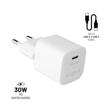 FIXED nabíjačka, USB-C, USB-C/USB-C kábel, 1m, 30W FIXC30M-CC-WH Fixed