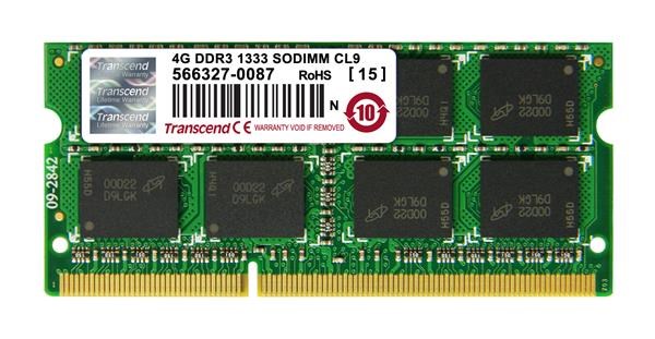 SODIMM DDR3 4GB 1333MHz TRANSCEND JetRam™, 256Mx8 CL9 JM1333KSN-4G Transcend