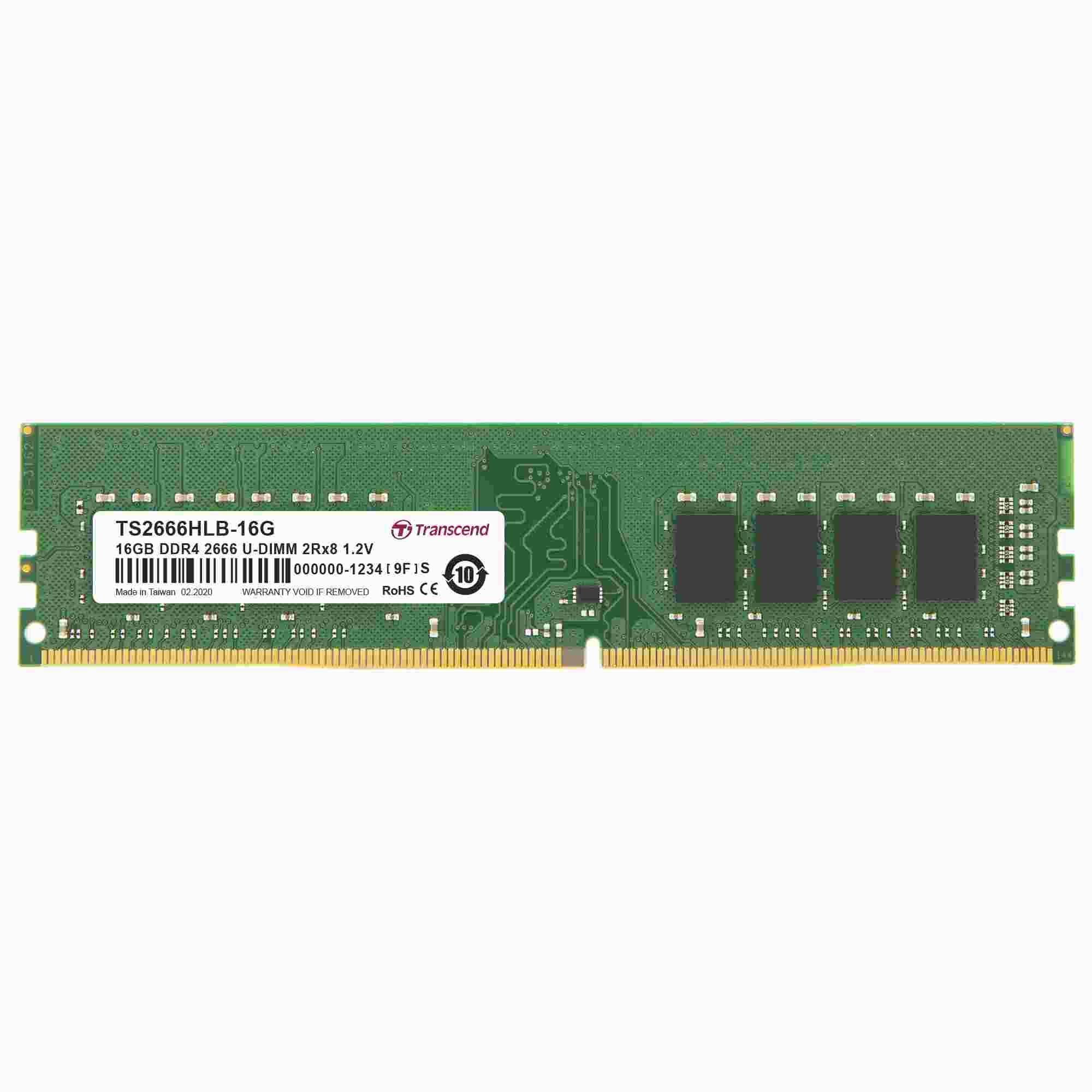 DDR4 DIMM 16GB 2666MHz TRANSCEND 2Rx8 1Gx8 CL19 1.2V TS2666HLB-16G Transcend