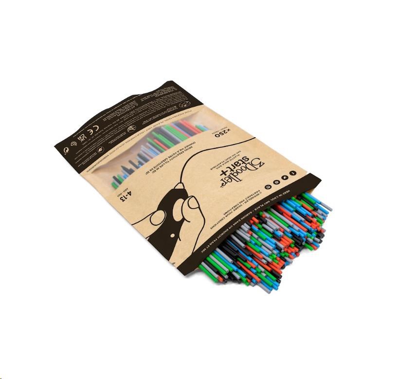 3Doodler náplň ECO-PCL pro 3D pero Start+ 250ks - černá, červená, šedá, modrá 3DS-ECO-MIX2-250