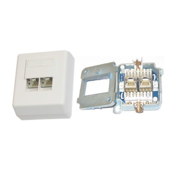 Zásuvka Profi STP 2x RJ45 Cat5E, krone, na omítku PXO-22S-C5E OEM