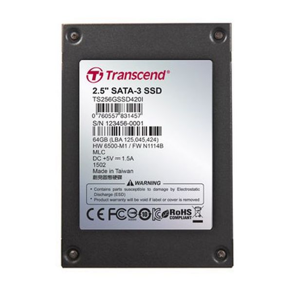 TRANSCEND SSD420I 256GB Industrial SSD disk2.5" SATA3, MLC, Ind., Iron case, černý TS256GSSD420I Transcend