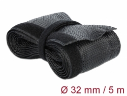 Delock Pletené opláštění na suchý zip 5 m x 32 mm, černé 19055 DeLock
