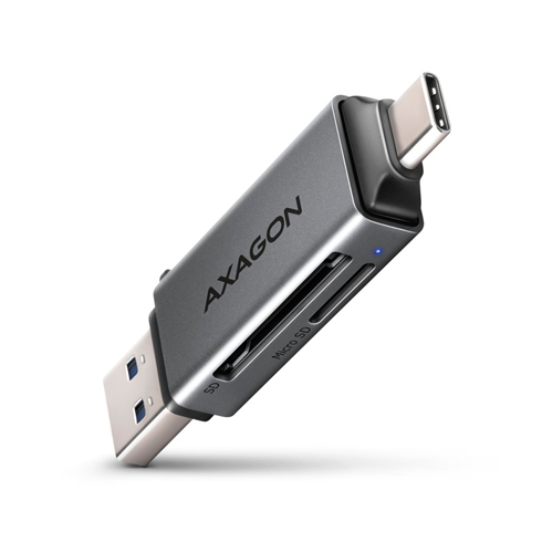 AXAGON CRE-DAC, USB-C + USB-A, 5 Gb/s - MINI čítačka kariet, 2 sloty & lun SD/microSD, podpora UHS-I Axagon