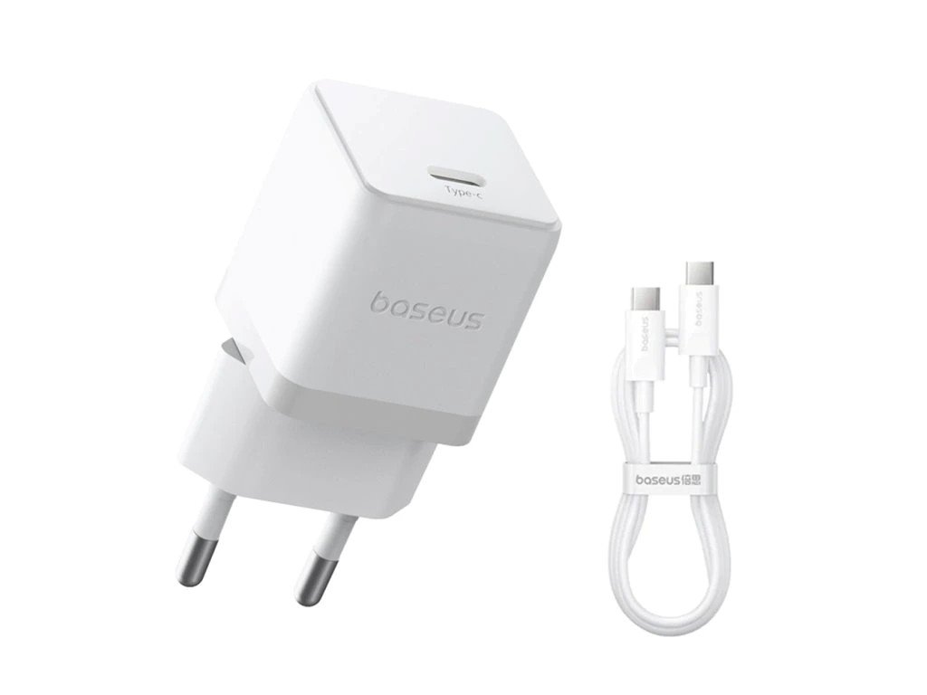 Baseus Palm Fast Nabíjačka USB-C 20W + Dátový Kábel USB-C/USB-C 1m White 6932172677428 NoName