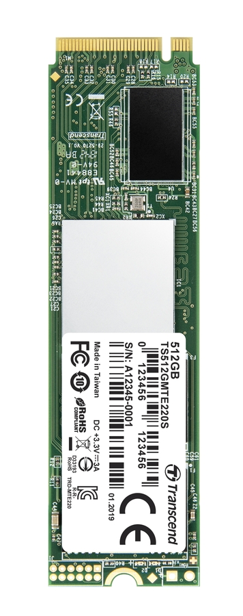 TRANSCEND MTE220S 512GB SSD disk M.2 2280, PCIe Gen3 x4 NVMe 1.3 (3D TLC), 3500MB/s R, 2500MB/s W TS512GMTE220S Transcend