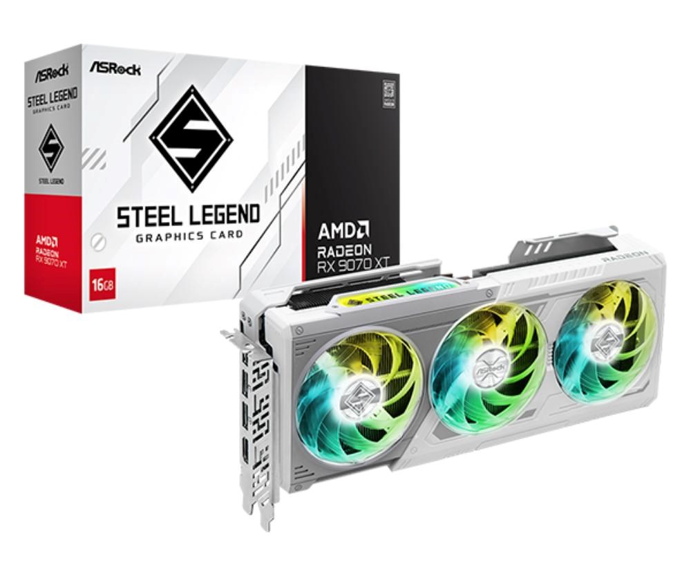 ASRock VGA AMD Radeon RX 9070 XT Steel Legend 16GB, RX 9070 XT, 16GB GDDR6, 3xDP, 1xHDMI RX9070XT SL 16G
