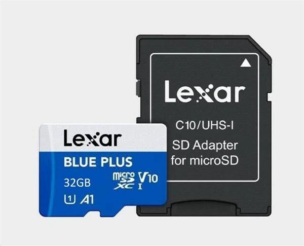 Lexar 32GB Lexar® Blue Plus microSDHC UHS-I with SD adapter, up to 100MB/s read C10 A1 V10 U1 LMSBLPL032G-BNANG