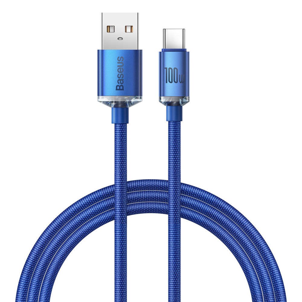 Baseus CAJY000403 Crystal Shine Series Dátový Kábel USB - USB-C 100W 1,2m Blue 6932172602819 NoName