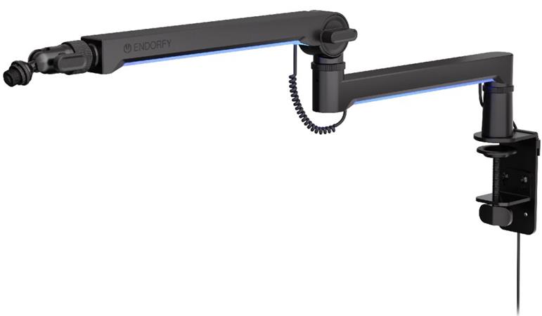 Endorfy Broadcast Low Profile RGB Boom Arm,Stojan pro mik.,stolní,tl. stolu 15–105mm,360° rot.,nosn. 2kg,vícebarevné podsv.,černá EY0A010