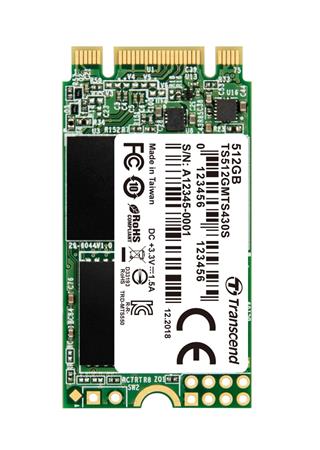 TRANSCEND MTS430S 512GB SSD disk M.2, 2242 SATA III 6Gb/s (3D TLC), 560MB/s R, 500MB/s W TS512GMTS430S Transcend