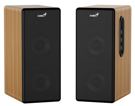 Genius SP-HF1220BT Reproduktory, 2.0, 45W, 3,5mm jack, Bluetooth, dřevěné, regulace basů a výšek,sluchátkový výst.,hnědo-černé 31730059401