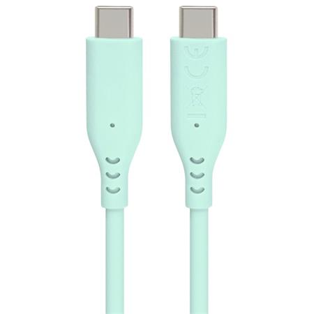 PremiumCord Silikonový kabel s konektory USB-C 60W 480Mbps tyrkysový extra měkký 1,5m ku31sa15t