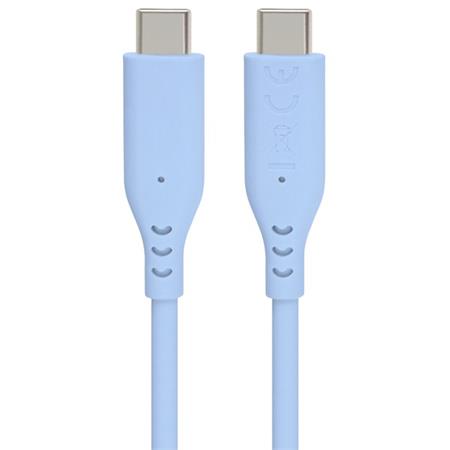 PremiumCord Silikonový kabel s konektory USB-C 60W 480Mbps modrý extra měkký 1,5m ku31sa15b