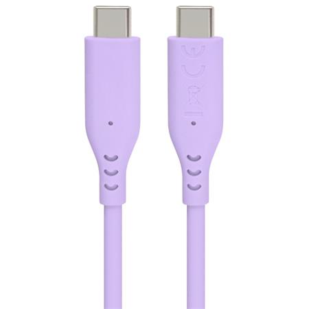 PremiumCord Silikonový kabel s konektory USB-C 60W 480Mbps fialový extra měkký 1,5m ku31sa15v