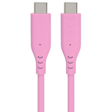 PremiumCord Silikonový kabel s konektory USB-C 60W 480Mbps růžový extra měkký 1,5m ku31sa15p