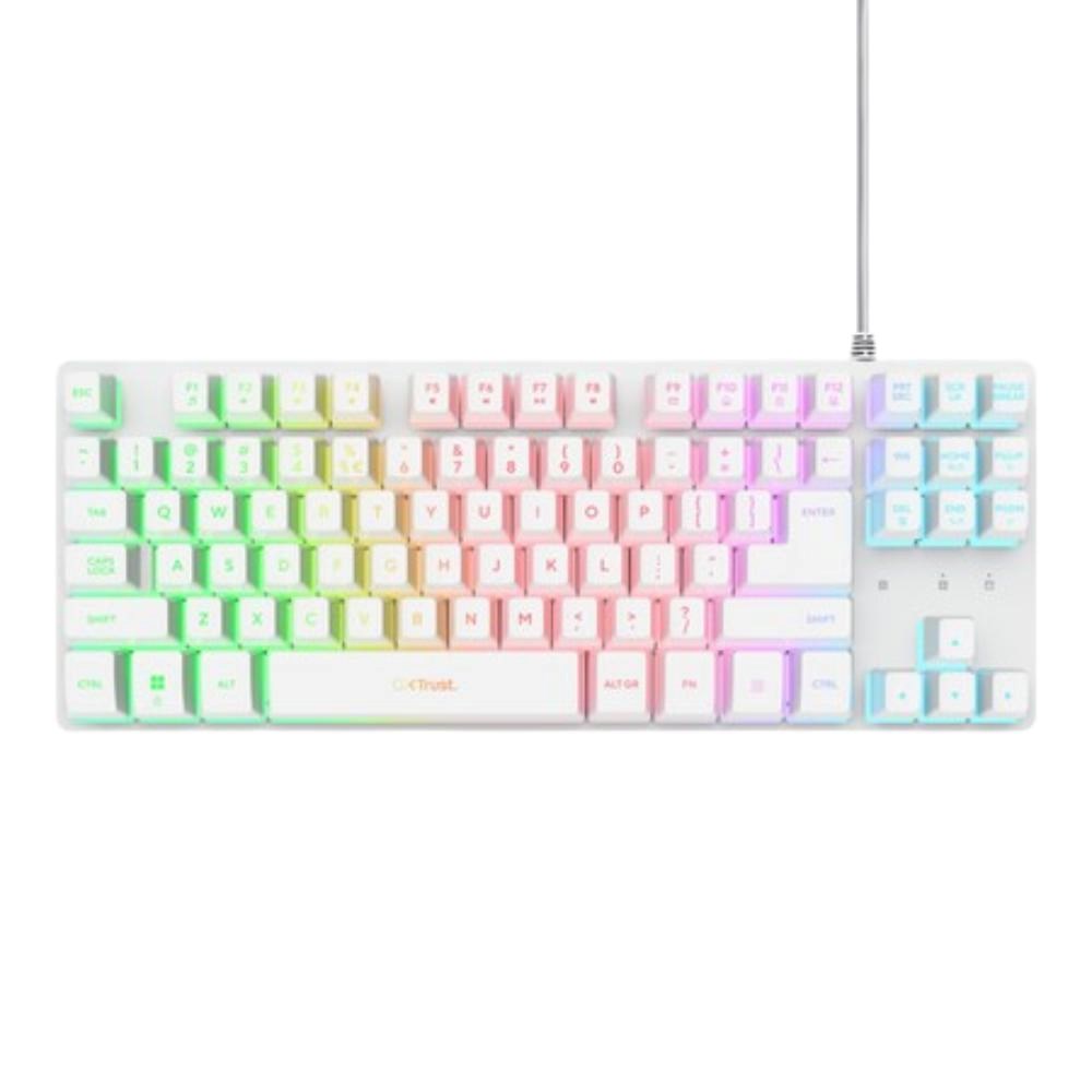 TRUST Klávesnice GXT 833 Thado, Membránová, USB, RGB, bílá 25894 Trust