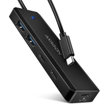 AXAGON HUE-C2C, 4× USB 5Gbps TRAVEL hub, 2× USB-A + 2× USB-C, USB-C napájení, kabel USB-C 19cm Axagon