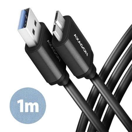 AXAGON BUMM3-AM10AB, SPEED kabel Micro-B USB  USB-A, 1m, USB 3.2 GEN 1, 3A, ALU, tpe, černý Axagon