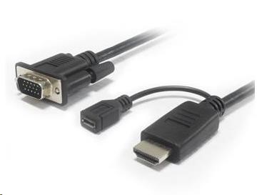 PremiumCord kabelový převodník HDMI na VGA s napájecím micro USB konektorem - černý khcon-20