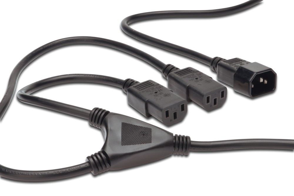 PremiumCord Kabel síťový 230V, Y-kabel prodlužovací M-2x F kpsy