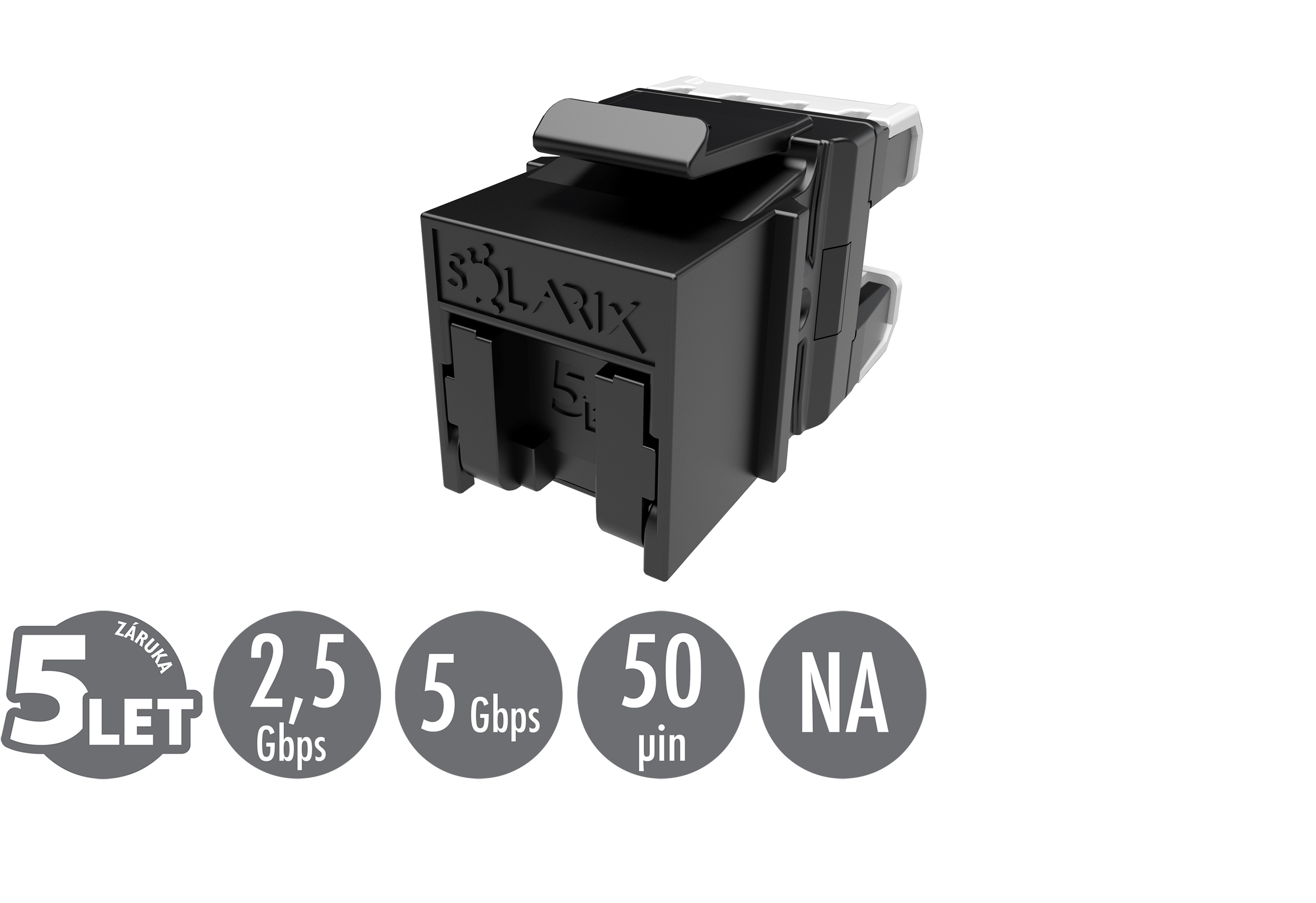 Solarix Rychlozařezávací keystone CAT5E UTP RJ45 černý SXKJ-5E-UTP-BK-NA pro kleště SXKJ-NA-BU 25286703