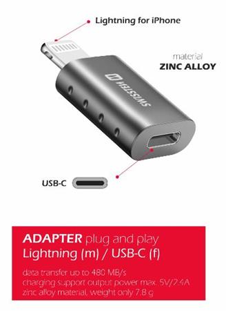 SWISSTEN ADAPTER LIGHTNING(M)/USB-C(F) 55500400 Swissten