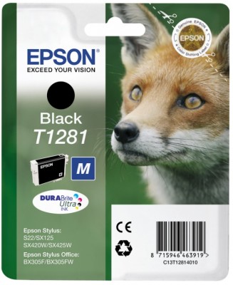 Epson Singlepack Black T1281 DURABrite Ultra Ink C13T12814012