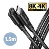 AXAGON BUCM32-CF15AB predlžovací kábel USB-C (M) <-> USB-C (F), 1.5m, USB 20Gbps, PD 240W 5A, 8K HD, ALU, oplet, čierny Axagon