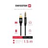 SWISSTEN AUDIO ADAPTÉR TEXTILE USB-C (samec)/3,5 mm JACK (samec) 1,5M ČERNÝ 73501303 Swissten