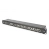 DIGITUS CAT 6A Patch Panel, stíněný, 1U, 24 portů, 8P8C, černy RAL 9005, 483 mm (19 ") / 482,6x44x109 DN-91624S-EA-B Digitus