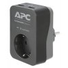 APC Essential SurgeArrest, 1 zásuvka, 2 USB nabíjecí konektory, černá, SCHUKO PME1WU2B-GR