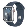 Apple Watch Series 9 GPS + Cellular 45mm Silver Aluminium Case with Storm Blue Sport Band - M/L MRMH3QC-A