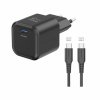 SWISSTEN SÍŤOVÝ ADAPTÉR GaN 1x USB-C 35W POWER DELIVERY ČERNÝ + DATOVÝ KABEL USB-C/USB-C 1,2 M ČERNÝ 22070230 Swissten