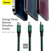 Baseus dátový kábel Rapid 3v1 USB-C/microUSB, Lightning, USB-C 1,5m PD 20W zelený 6953156204300 NoName